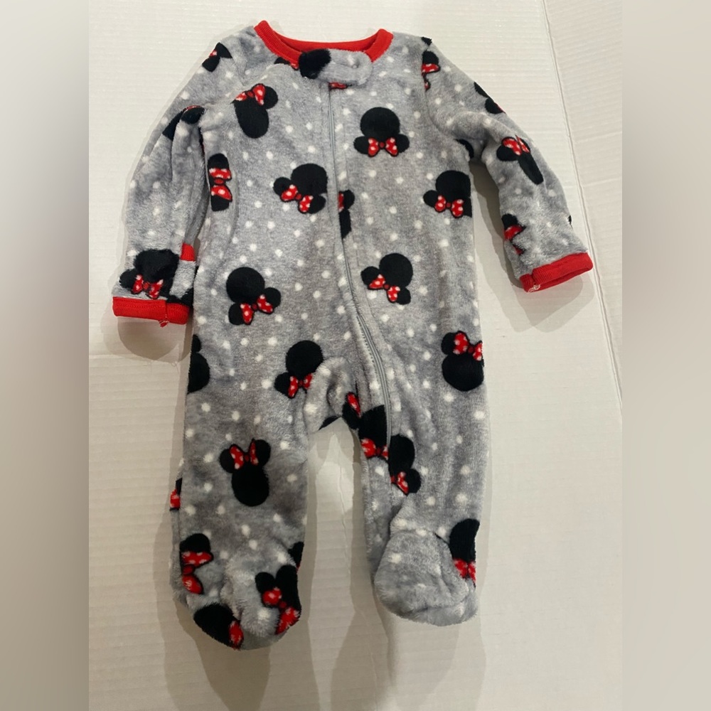 Disney baby Minnie Mouse fleece footed sleeper with hand mitten attachment 0/3m